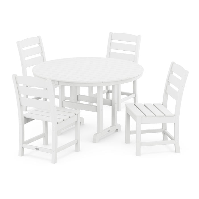 Polywood-Lakeside 5-Piece Round Farmhouse Side Chair Dining Set