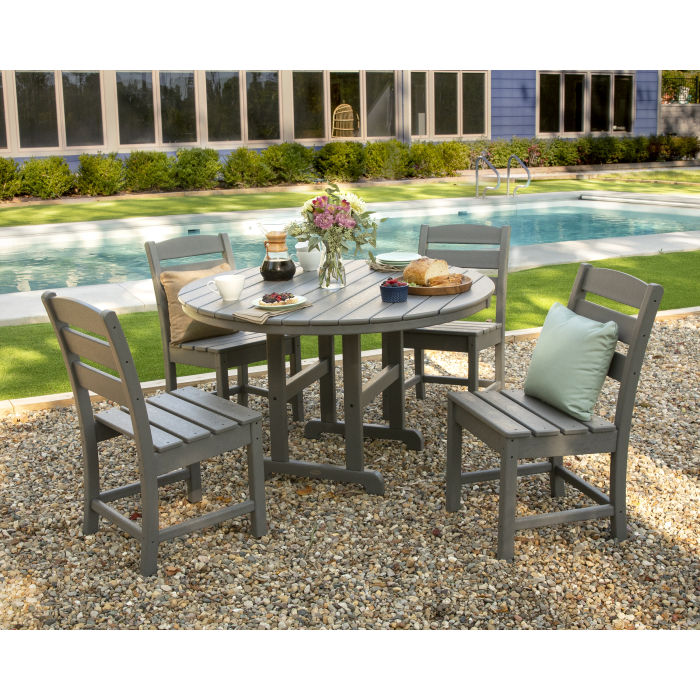 Polywood-Lakeside 5-Piece Round Farmhouse Side Chair Dining Set