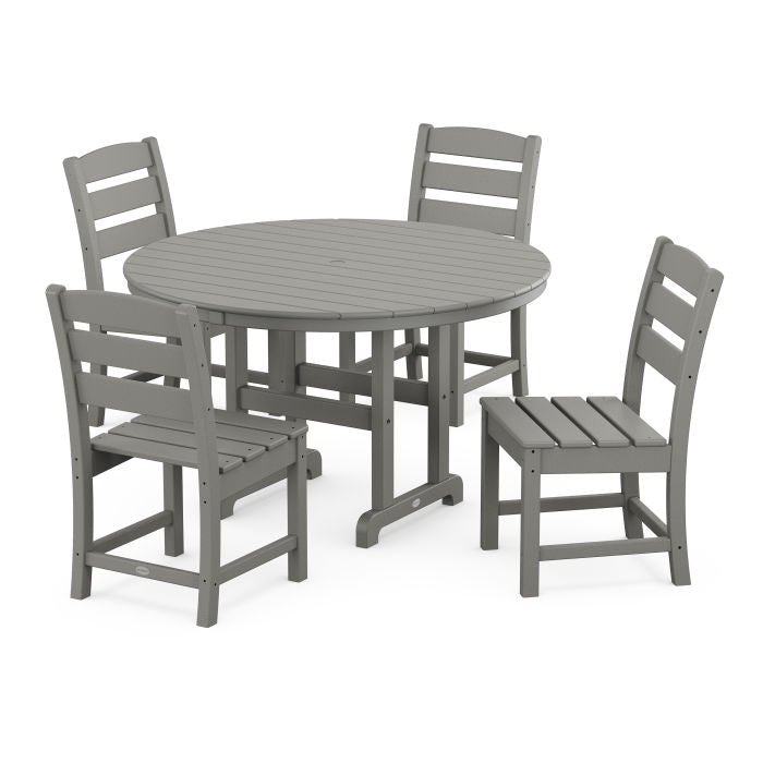 Polywood-Lakeside 5-Piece Round Farmhouse Side Chair Dining Set