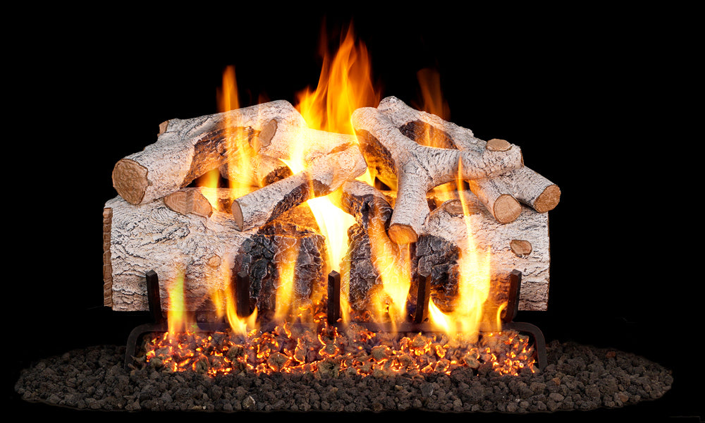 Realfyre-Charred Mountain Birch Vented gas Log Set With Burner