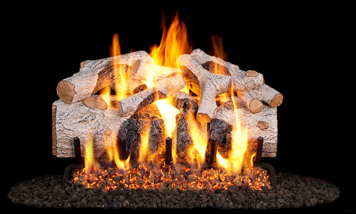 Realfyre-Charred Mountain Birch Vented gas Log Set With Burner