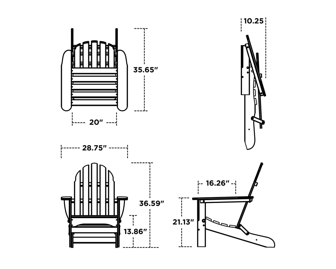 Polywood AD5030 Classic Folding Adirondack Chair