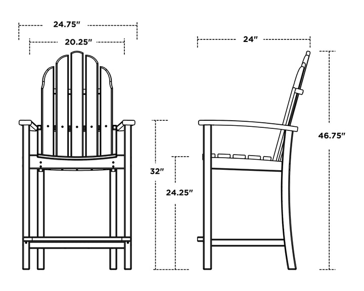 Polywood ADD201 Classic Adirondack Counter Chair