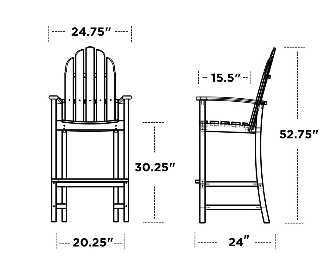 Polywood ADD202 Classic Adirondack Bar Chair