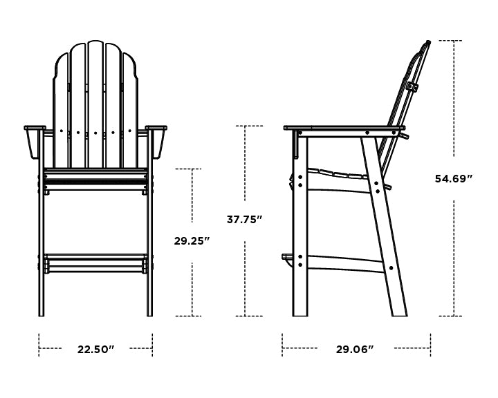 Polywood ADD602 Vineyard Curveback Adirondack Bar Chair