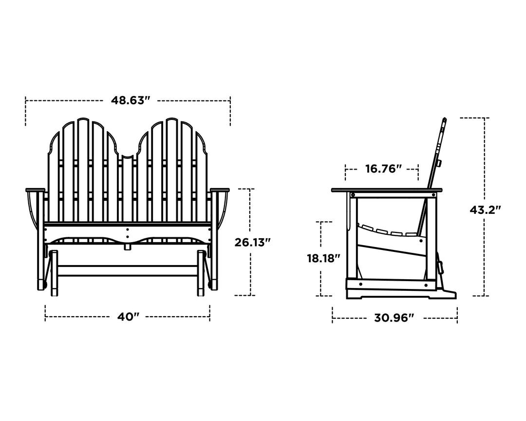 Polywood ADGL-1 Classic Adirondack 48" Glider