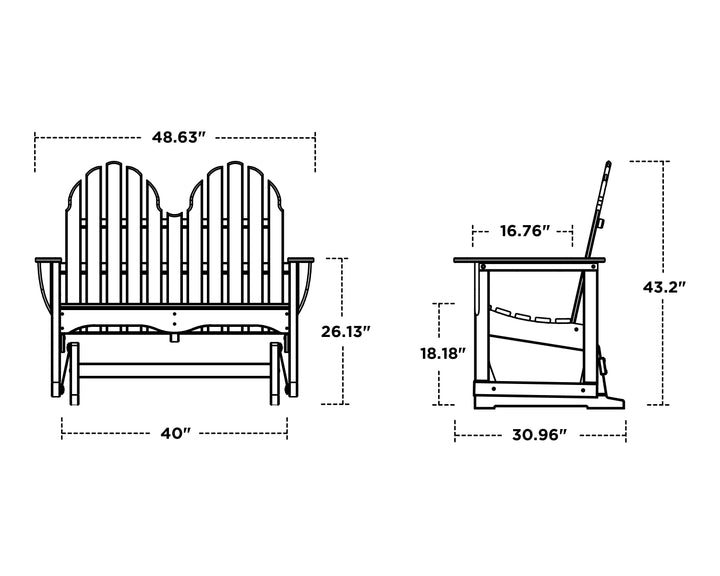 Polywood ADGL-1 Classic Adirondack 48" Glider