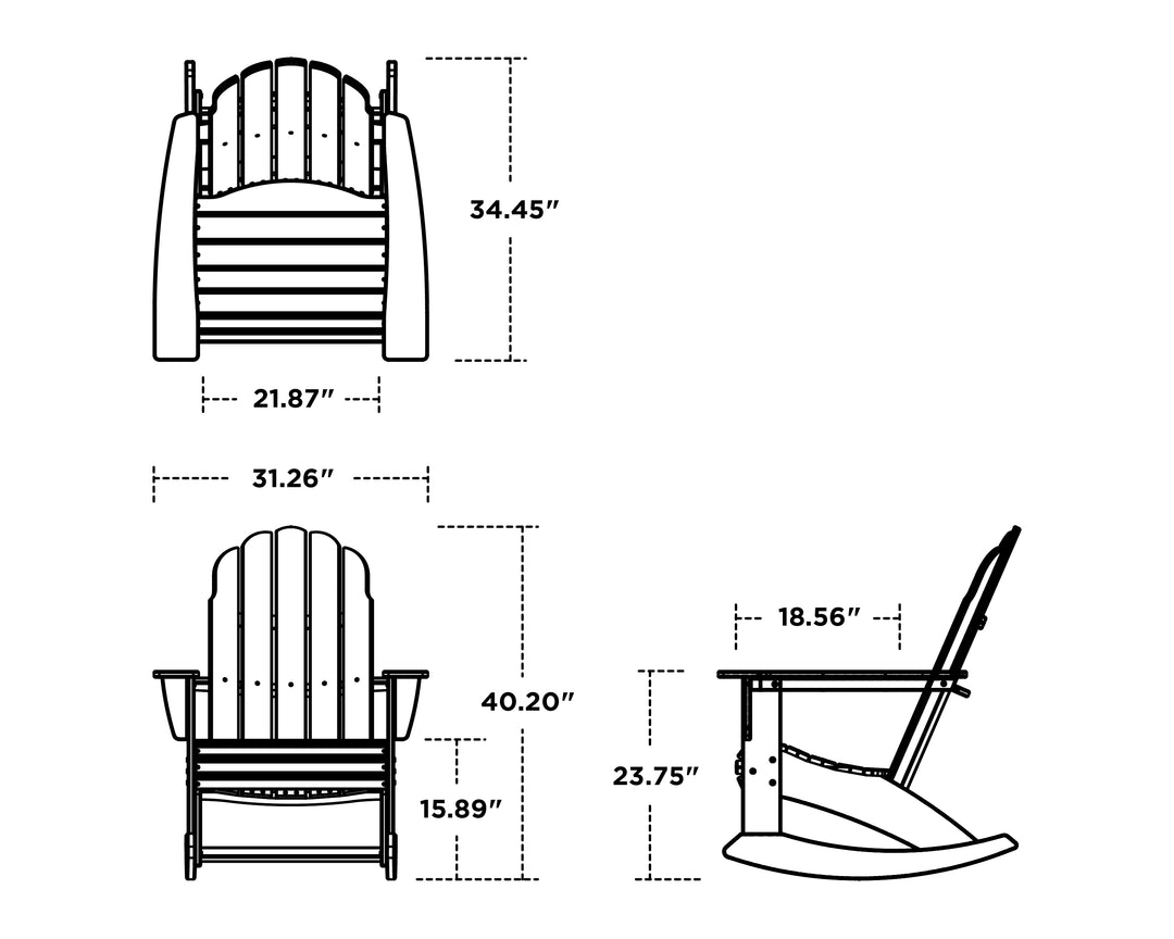 Polywood ADR600- Vineyard Curveback Adirondack Rocking Chair