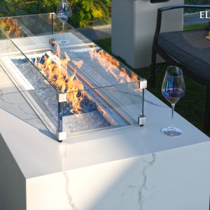 ELEMENTI PLUS CARRARA Marble Porcelain Fire Table OFP121BW