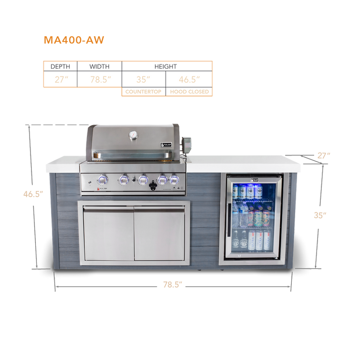 Mont Alpi 4-Burner Artwood Island in Stainless Steel