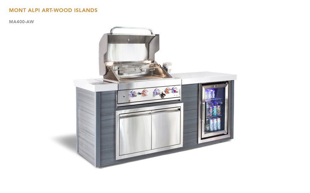 Mont Alpi 4-Burner Artwood Island in Stainless Steel