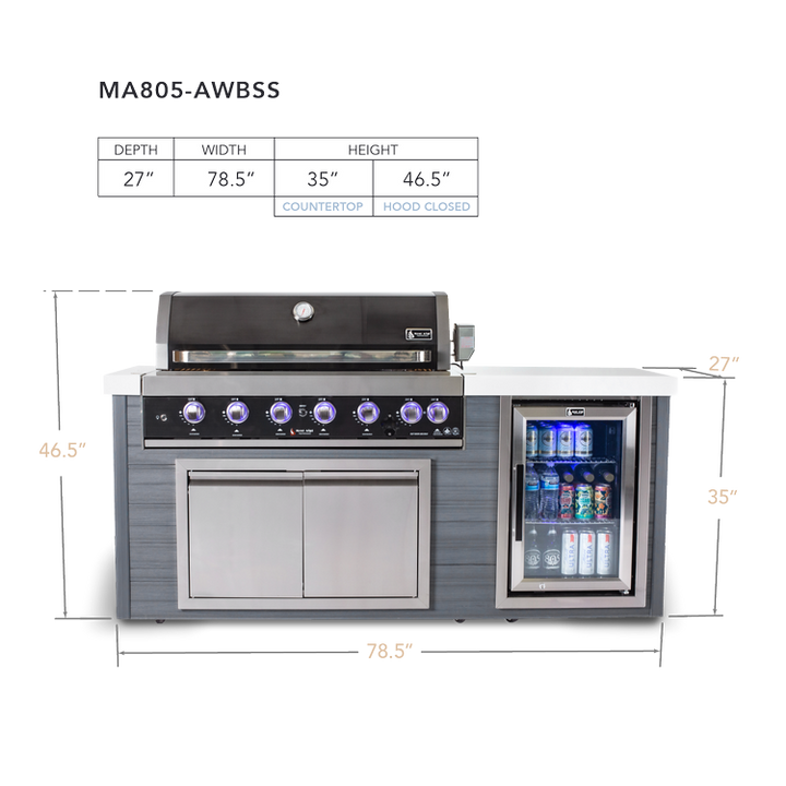 Mont Alpi 6-Burner Artwood Island in Black Stainless Steel&nbsp;