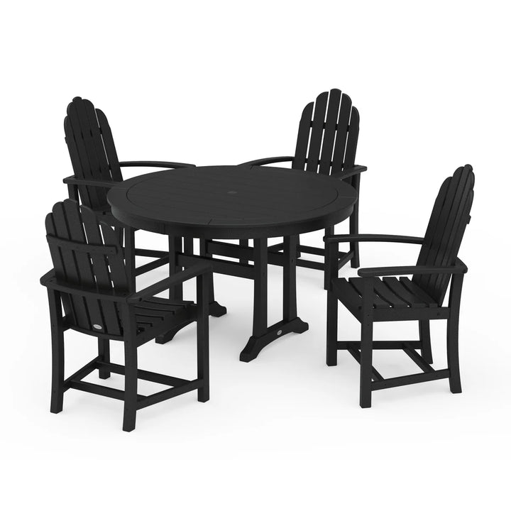 Polywood PWS1118-1 Classic Adirondack 5-Piece Round Dining Set with Trestle Legs