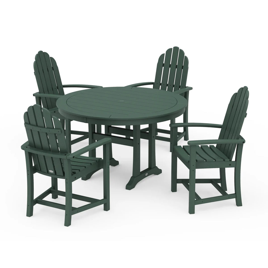 Polywood PWS1118-1 Classic Adirondack 5-Piece Round Dining Set with Trestle Legs