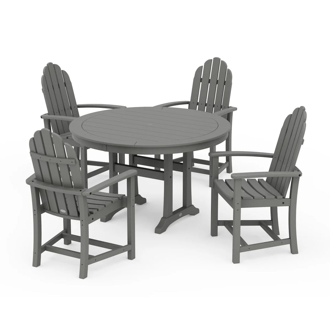 Polywood PWS1118-1 Classic Adirondack 5-Piece Round Dining Set with Trestle Legs