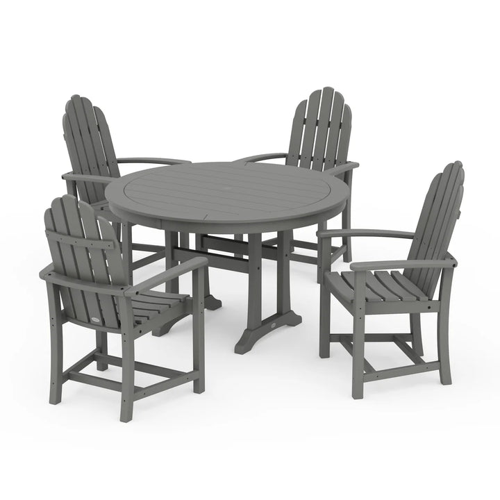 Polywood PWS1118-1 Classic Adirondack 5-Piece Round Dining Set with Trestle Legs