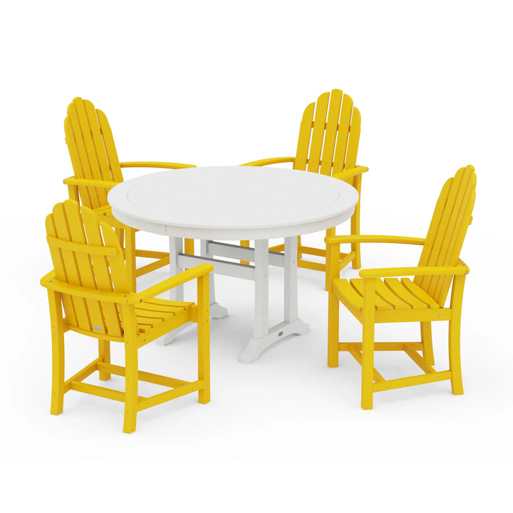 Polywood PWS1118-1 Classic Adirondack 5-Piece Round Dining Set with Trestle Legs