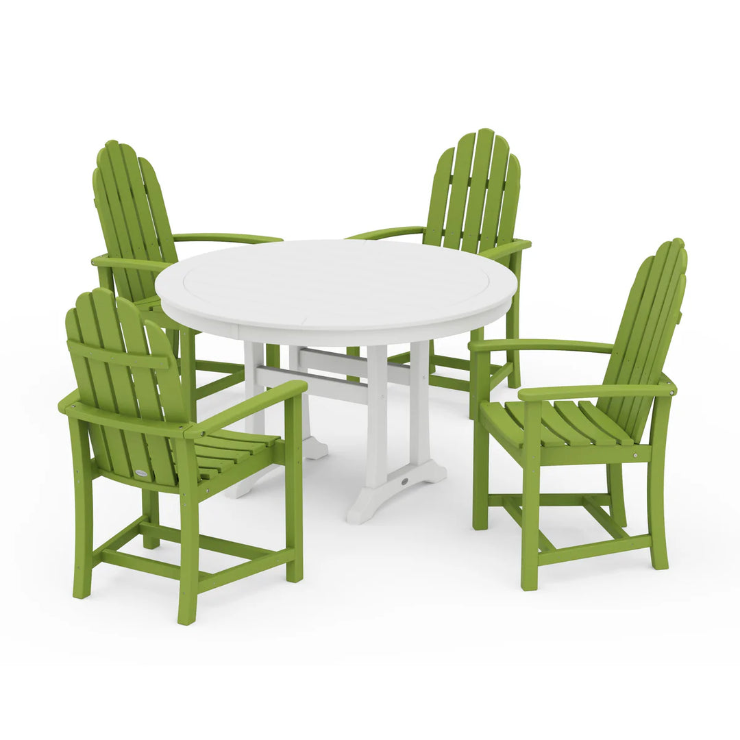 Polywood PWS1118-1 Classic Adirondack 5-Piece Round Dining Set with Trestle Legs