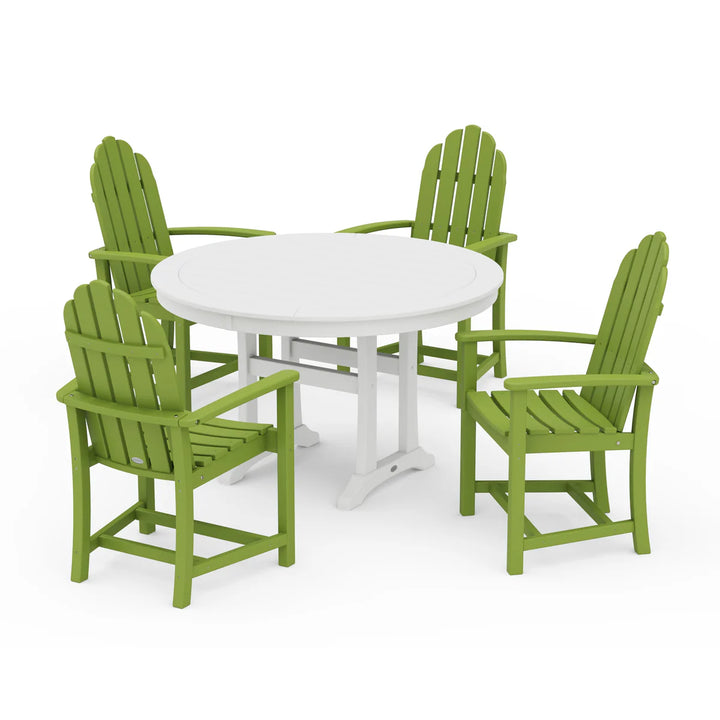 Polywood PWS1118-1 Classic Adirondack 5-Piece Round Dining Set with Trestle Legs