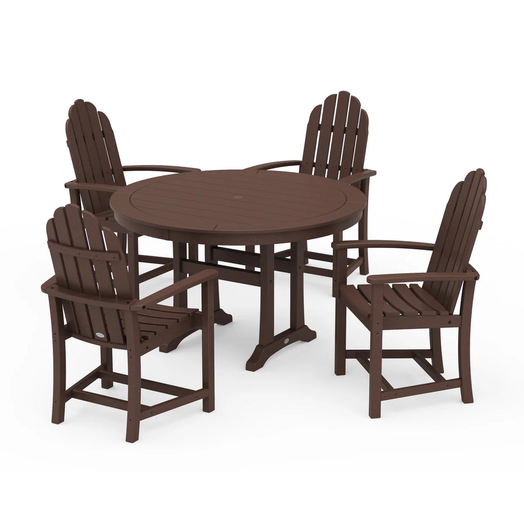 Polywood PWS1118-1 Classic Adirondack 5-Piece Round Dining Set with Trestle Legs