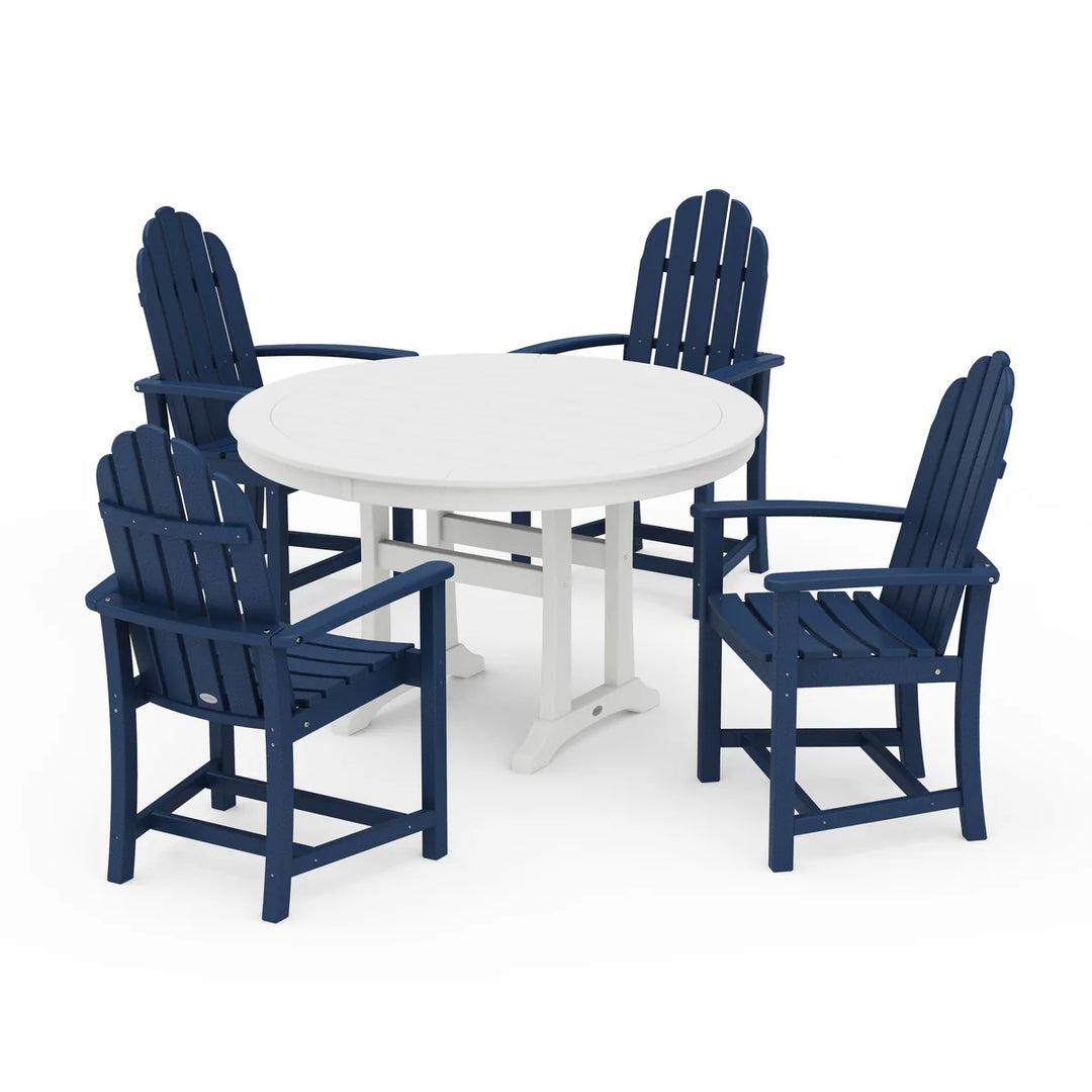 Polywood PWS1118-1 Classic Adirondack 5-Piece Round Dining Set with Trestle Legs