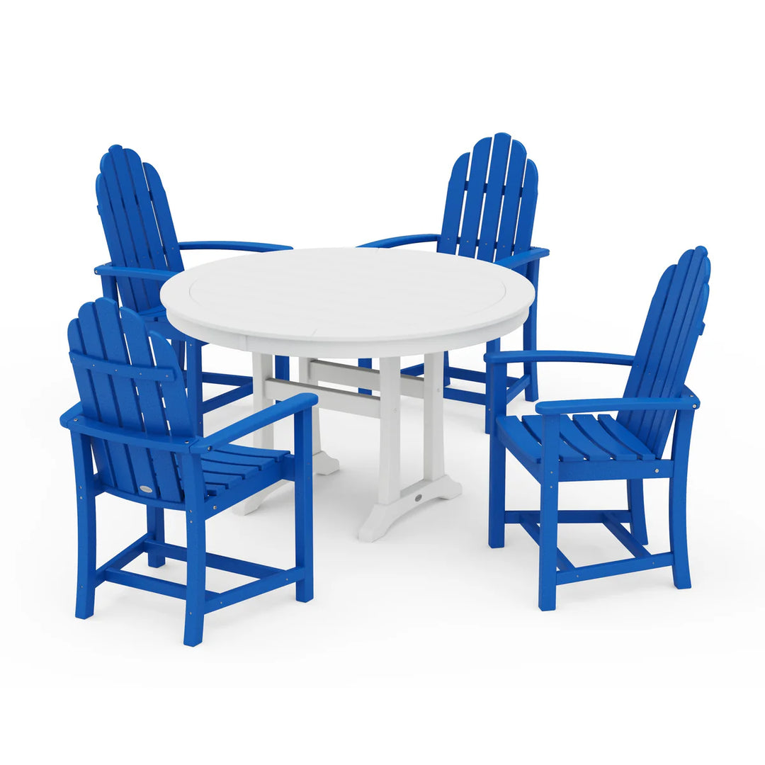 Polywood PWS1118-1 Classic Adirondack 5-Piece Round Dining Set with Trestle Legs