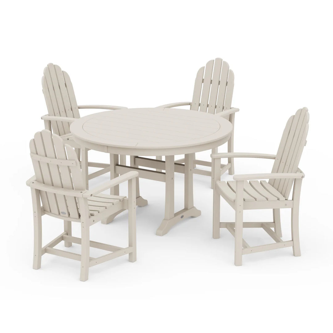 Polywood PWS1118-1 Classic Adirondack 5-Piece Round Dining Set with Trestle Legs