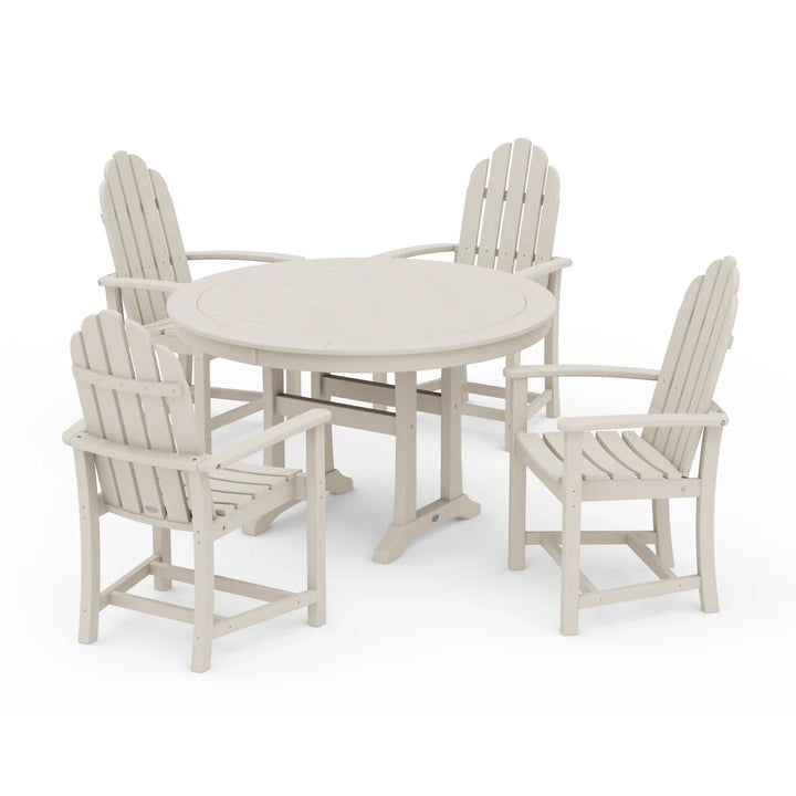 Polywood PWS1118-1 Classic Adirondack 5-Piece Round Dining Set with Trestle Legs