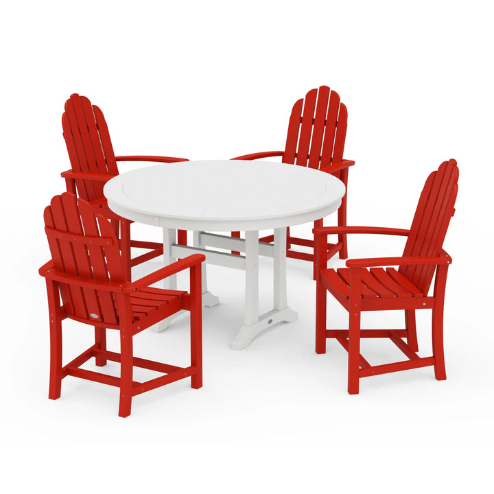 Polywood PWS1118-1 Classic Adirondack 5-Piece Round Dining Set with Trestle Legs