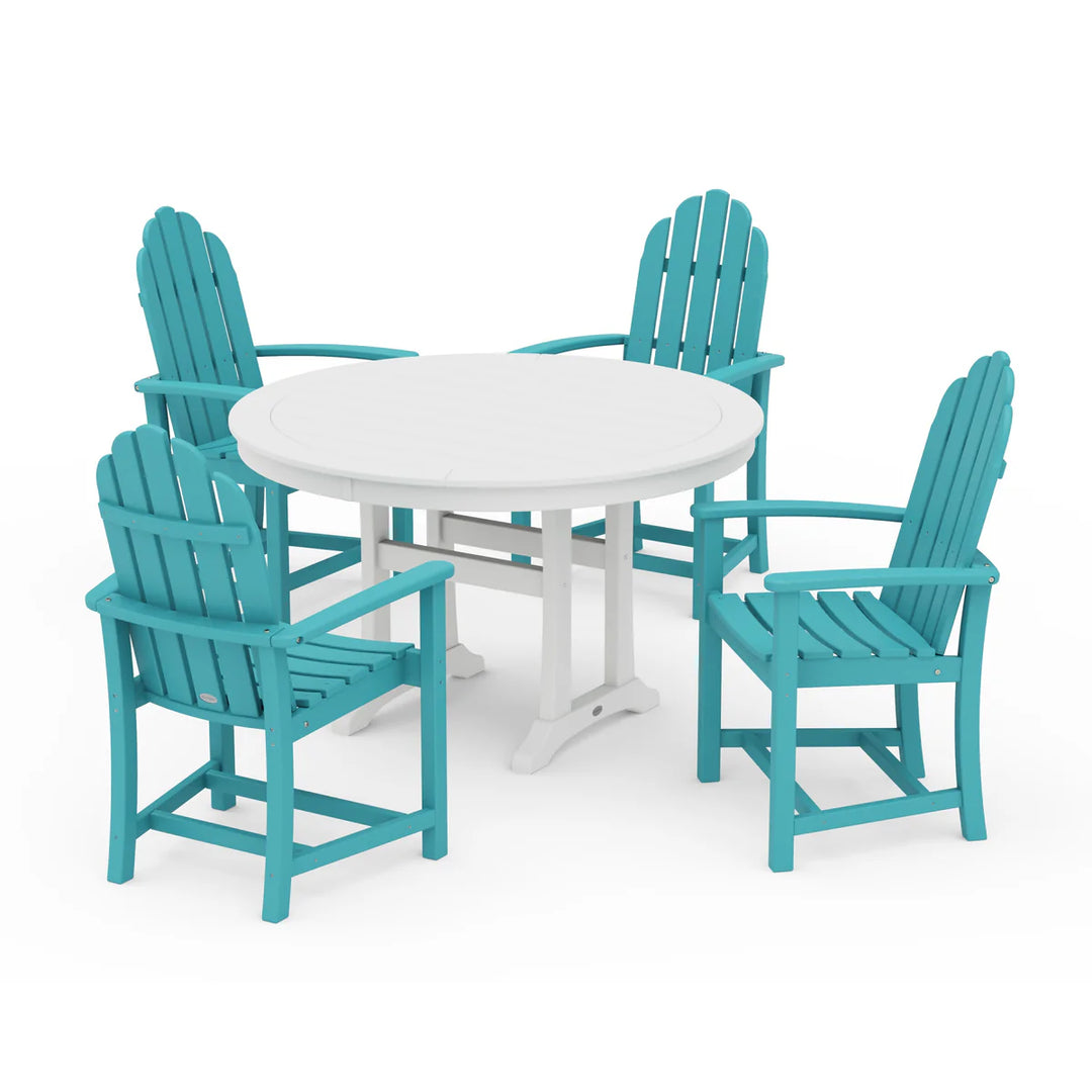 Polywood PWS1118-1 Classic Adirondack 5-Piece Round Dining Set with Trestle Legs