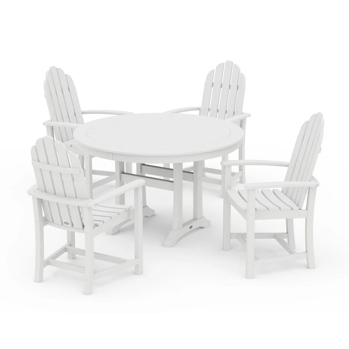 Polywood PWS1118-1 Classic Adirondack 5-Piece Round Dining Set with Trestle Legs