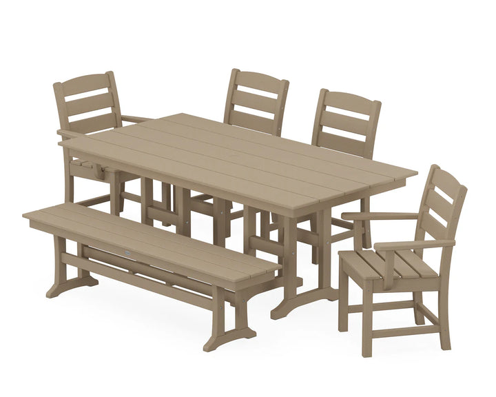 Polywood PWS1183-1 Lakeside 6-Piece Farmhouse Dining Set with Bench