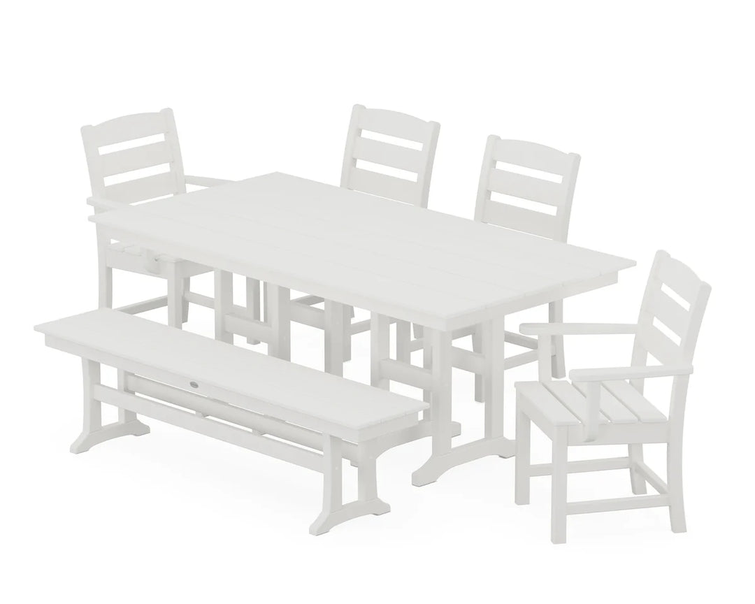 Polywood PWS1183-1 Lakeside 6-Piece Farmhouse Dining Set with Bench