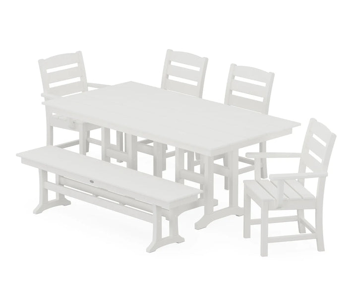 Polywood PWS1183-1 Lakeside 6-Piece Farmhouse Dining Set with Bench