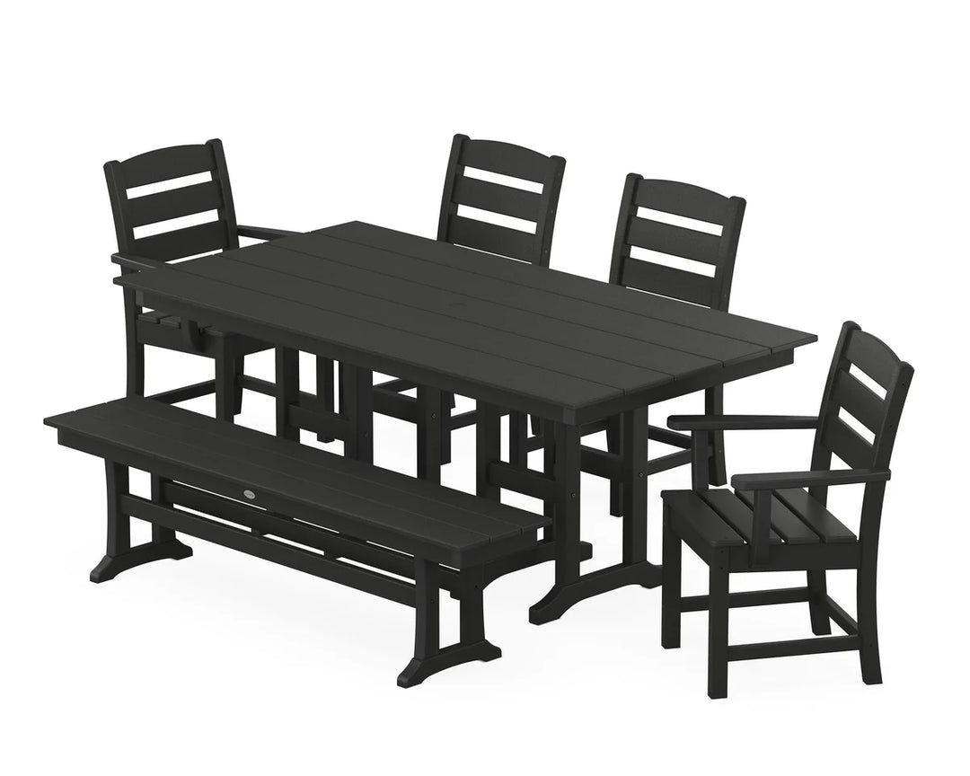 Polywood PWS1183-1 Lakeside 6-Piece Farmhouse Dining Set with Bench