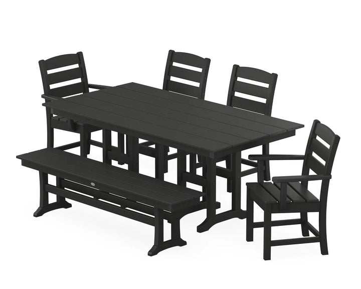 Polywood PWS1183-1 Lakeside 6-Piece Farmhouse Dining Set with Bench