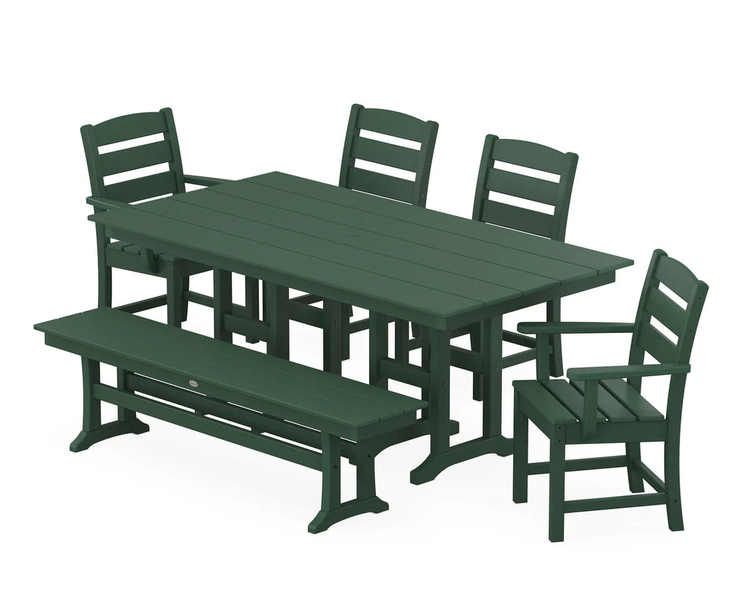 Polywood PWS1183-1 Lakeside 6-Piece Farmhouse Dining Set with Bench
