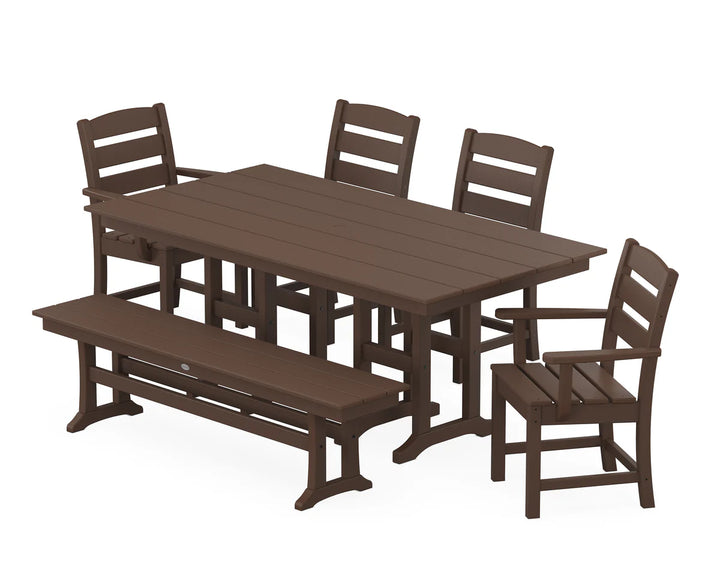 Polywood PWS1183-1 Lakeside 6-Piece Farmhouse Dining Set with Bench