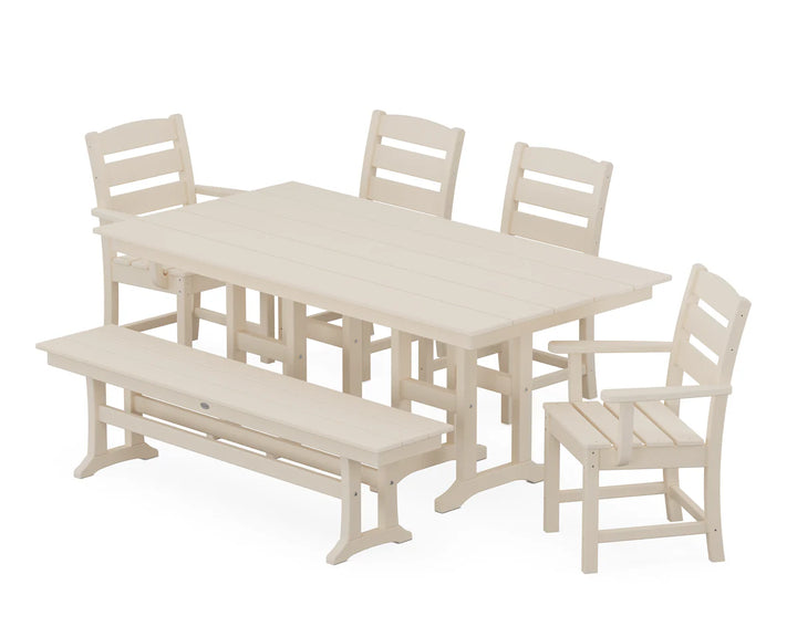 Polywood PWS1183-1 Lakeside 6-Piece Farmhouse Dining Set with Bench