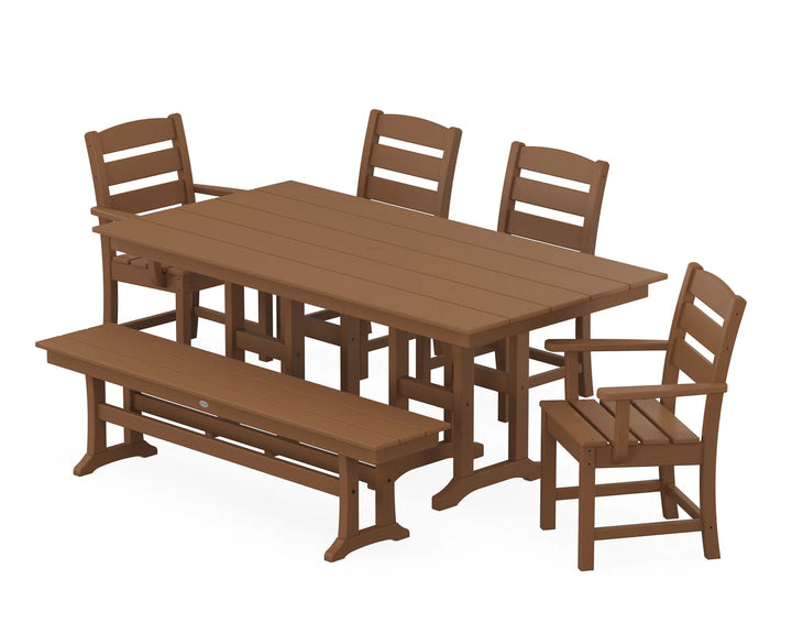 Polywood PWS1183-1 Lakeside 6-Piece Farmhouse Dining Set with Bench