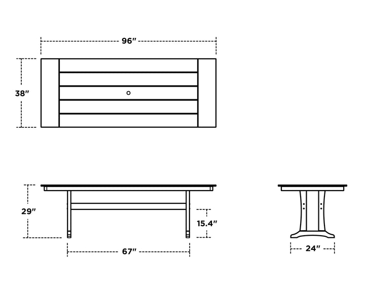 Polywood PWS1432-1 Vineyard 9-Piece Farmhouse Dining Set with Trestle Legs