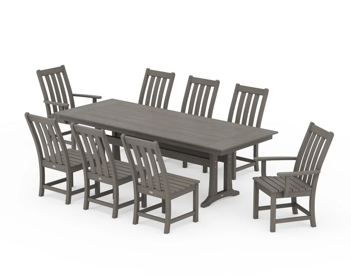 Polywood PWS1432-1 Vineyard 9-Piece Farmhouse Dining Set with Trestle Legs