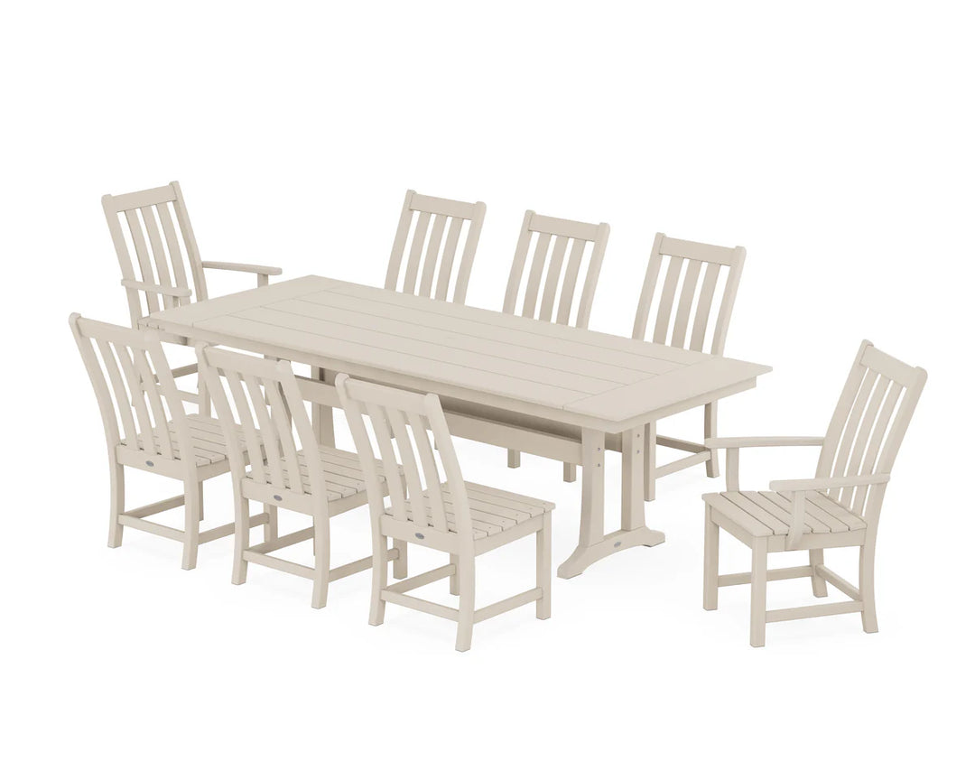 Polywood PWS1432-1 Vineyard 9-Piece Farmhouse Dining Set with Trestle Legs
