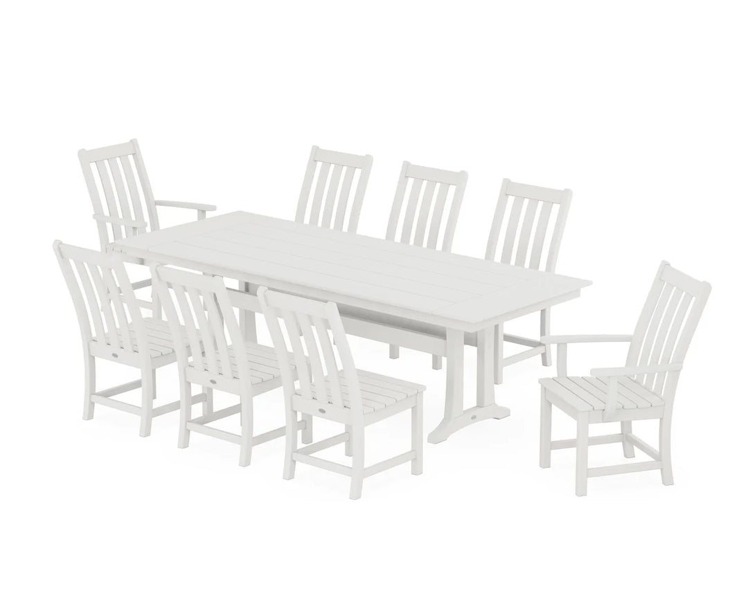 Polywood PWS1432-1 Vineyard 9-Piece Farmhouse Dining Set with Trestle Legs