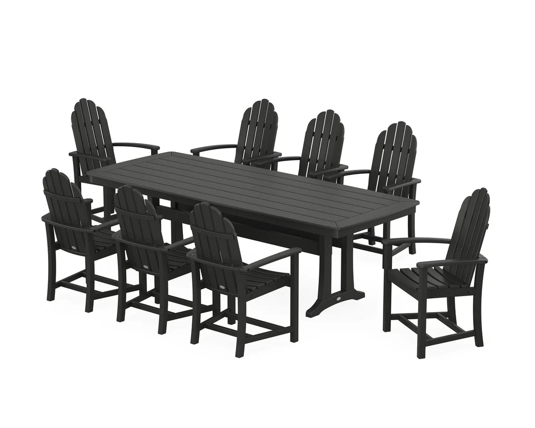 Polywood PWS1503-1 Classic Adirondack 9-Piece Dining Set with Trestle Legs