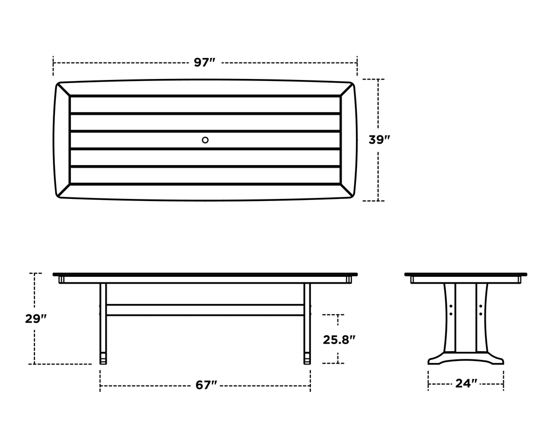 Polywood PWS1503-1 Classic Adirondack 9-Piece Dining Set with Trestle Legs