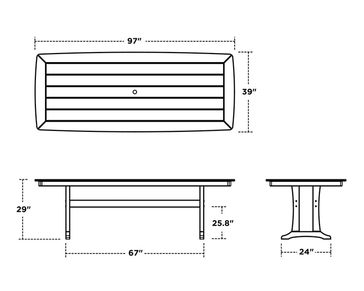 Polywood PWS1503-1 Classic Adirondack 9-Piece Dining Set with Trestle Legs