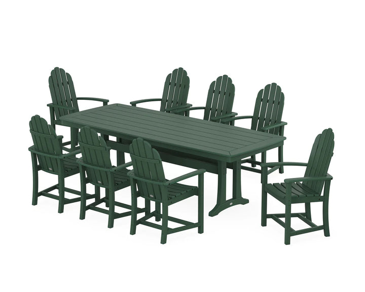 Polywood PWS1503-1 Classic Adirondack 9-Piece Dining Set with Trestle Legs