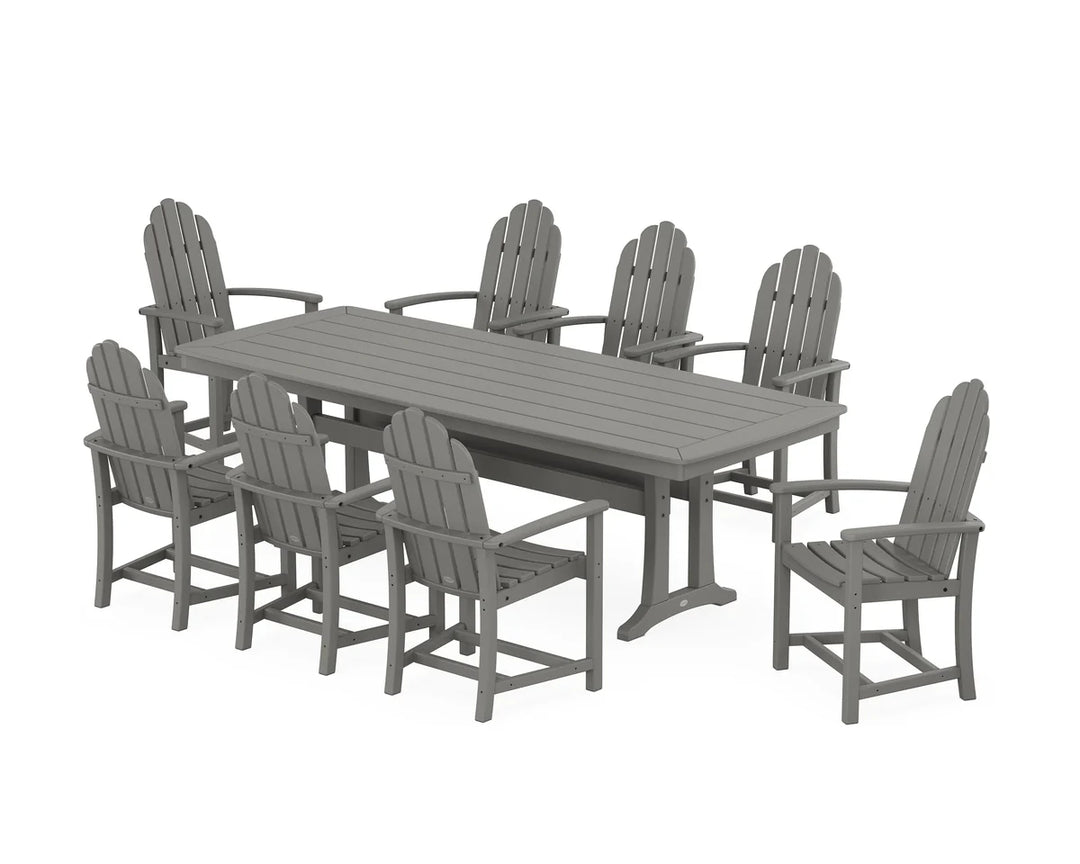 Polywood PWS1503-1 Classic Adirondack 9-Piece Dining Set with Trestle Legs