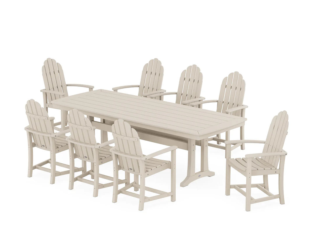 Polywood PWS1503-1 Classic Adirondack 9-Piece Dining Set with Trestle Legs